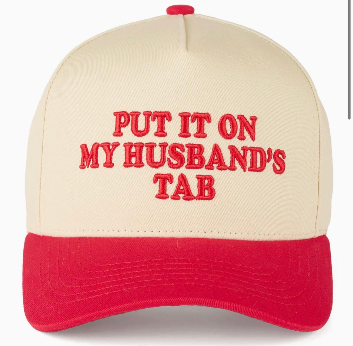 TCM0050RED Put it on my Husbands Tab Embroidered Trucker Cap