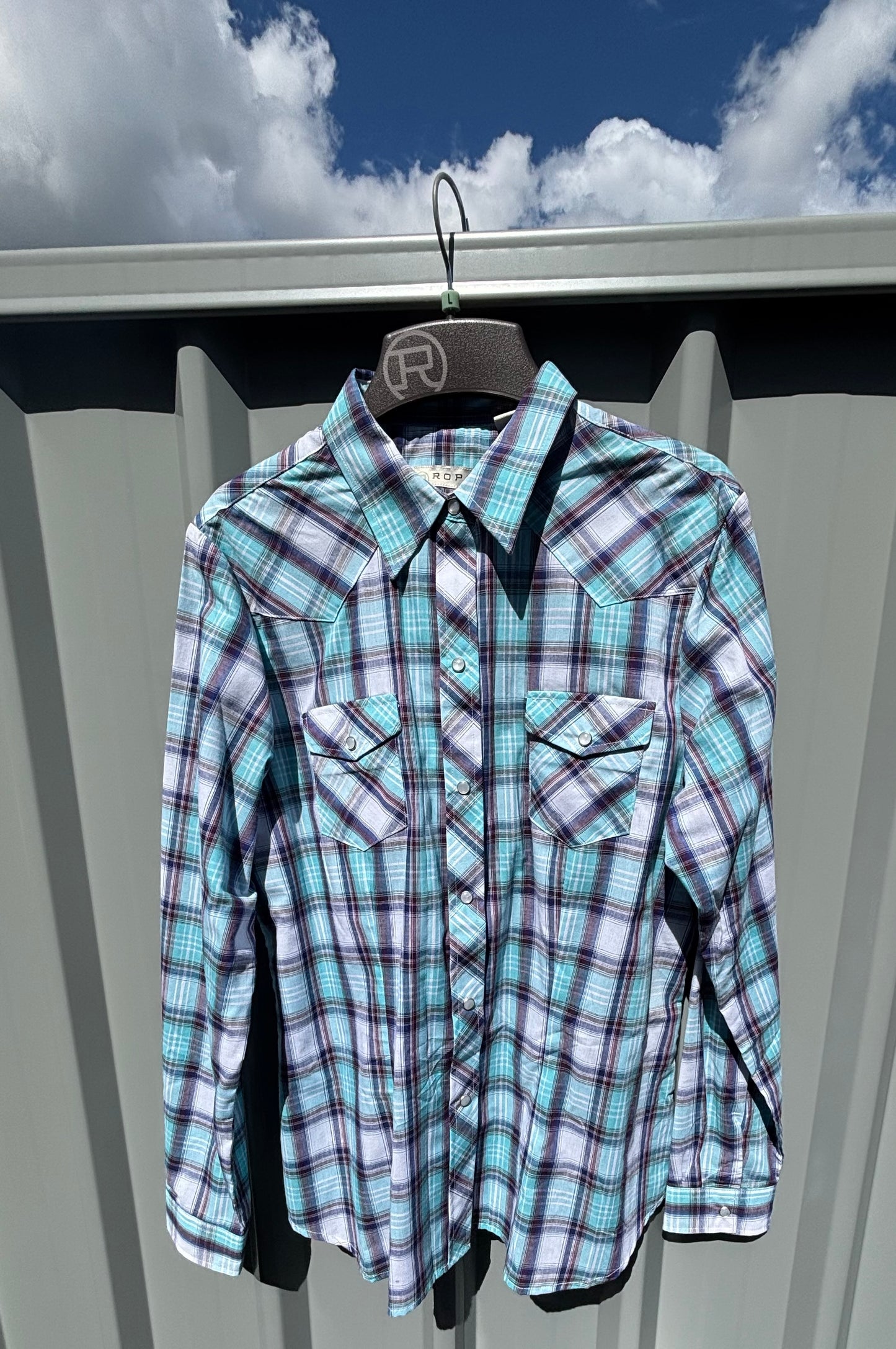 1-50-101-4029 Roper Women's LS Blue Plaid Shirt