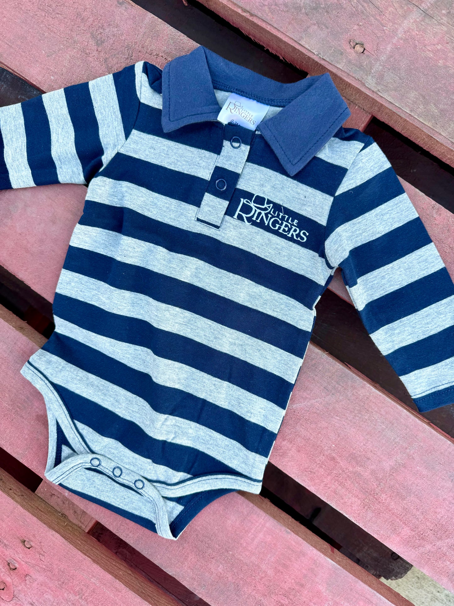 36093 Little Ringers Long Sleeve Romper Navy