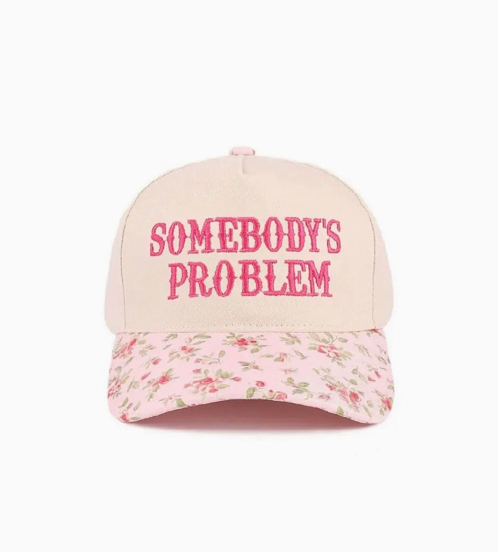 Z1B-U769FLORAL Somebody’s Problem embroidered Tab Embroidered Trucker Cap