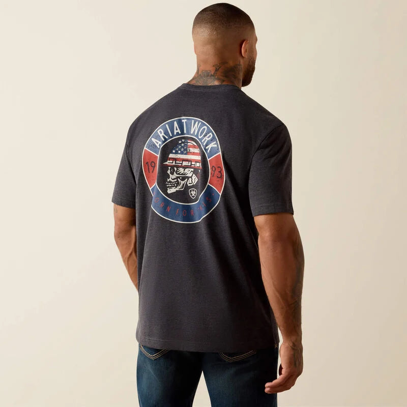 10071365 Ariat Men’s Rebar Cotton strong Skull tee charcoal heather