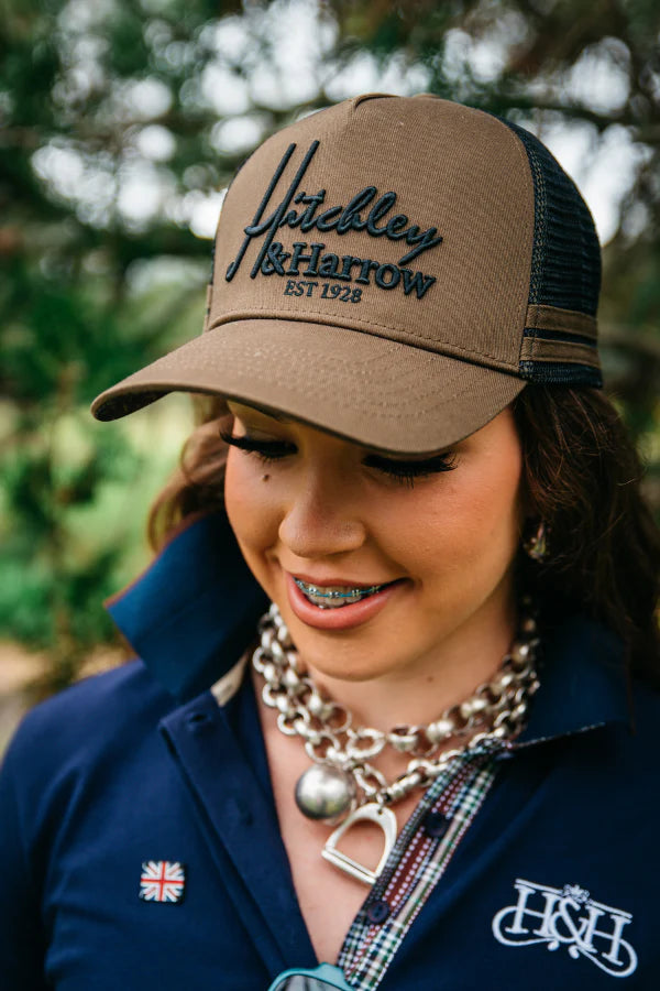 H2234 Hitchley & Harrow Trucker Cap Khaki and Black
