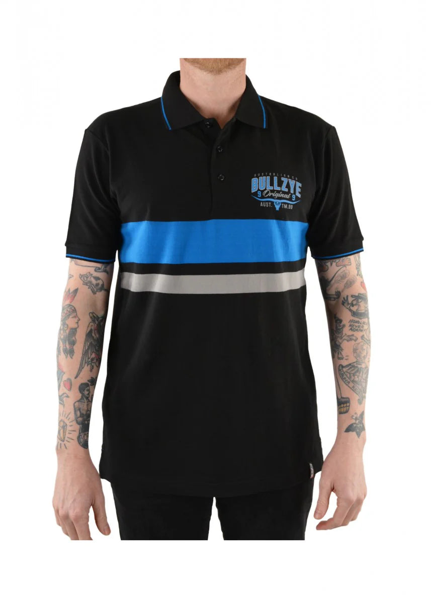 B1S1520081 Bullzye Men's Splice Polo Blue