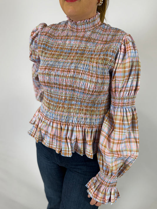 LJC092 LJC Violet Linen Shirt - Static Plaid