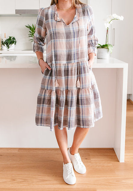 SPA388-3 Gingham Women's Multi Check Dress