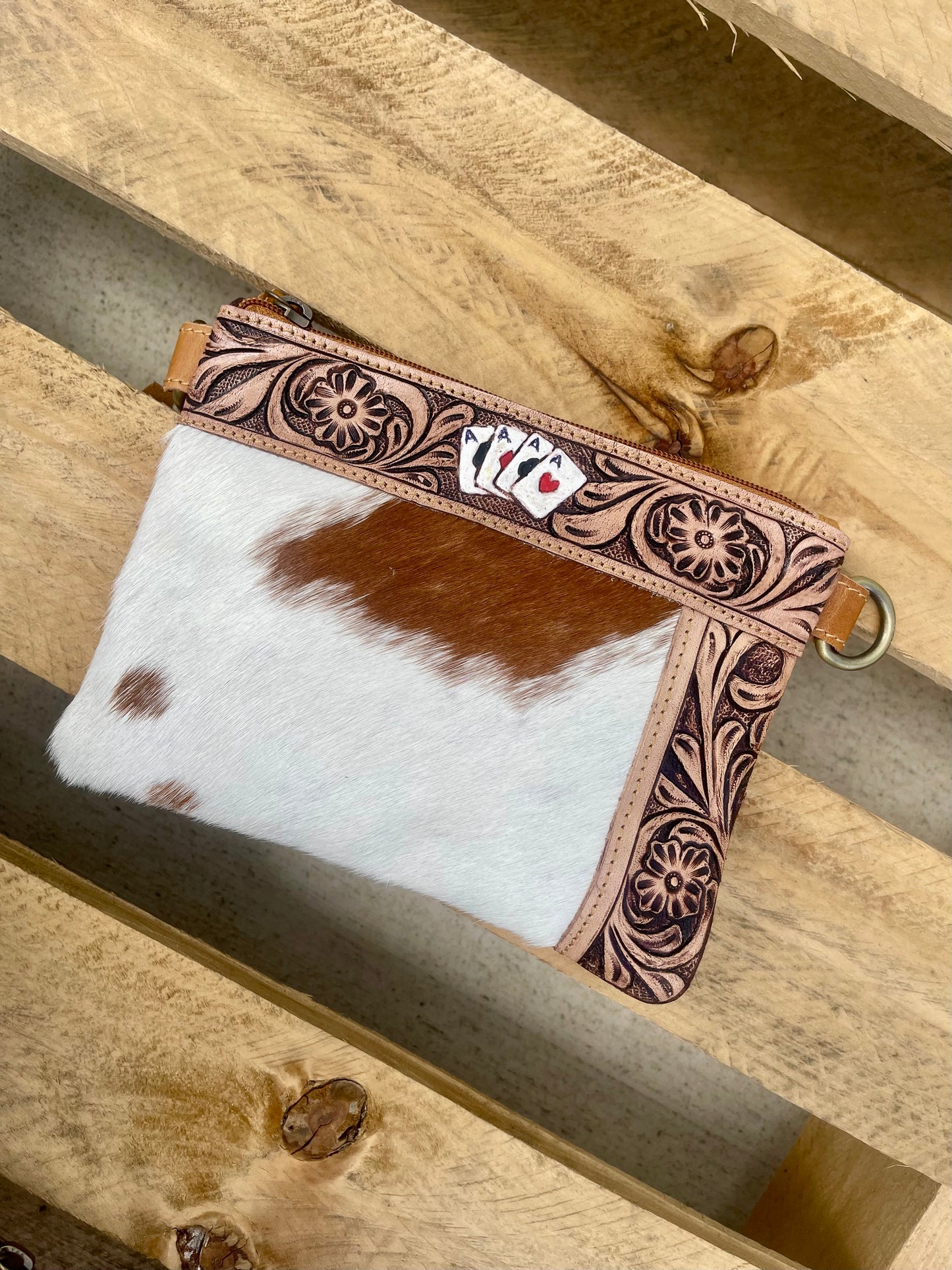 AE16440 Genuine Leather Tooled Parker Crossbody