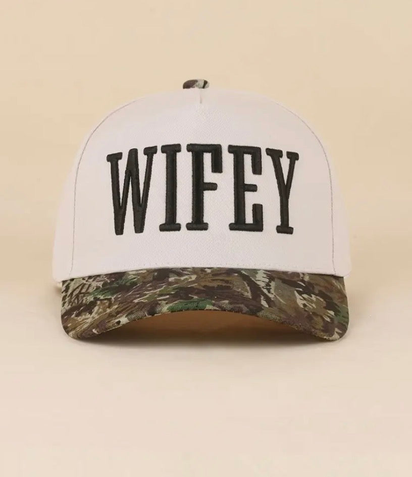 Z1B-UA769CAMO Wifey embroidered Tab Embroidered Trucker Cap