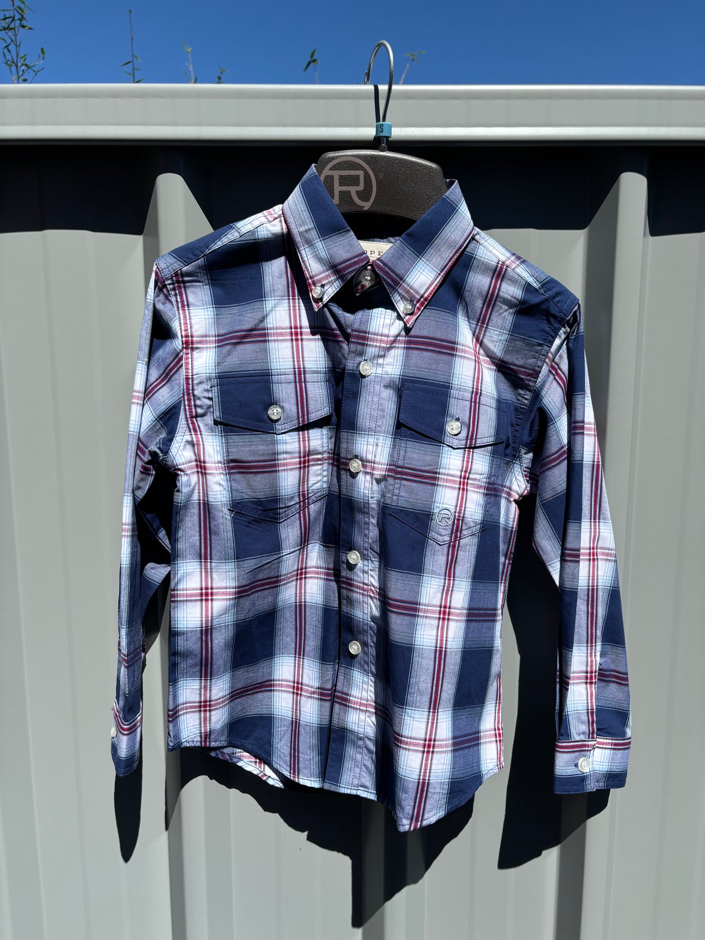 03-030-0378-5007 Roper Boy's Plaid LS Shirt