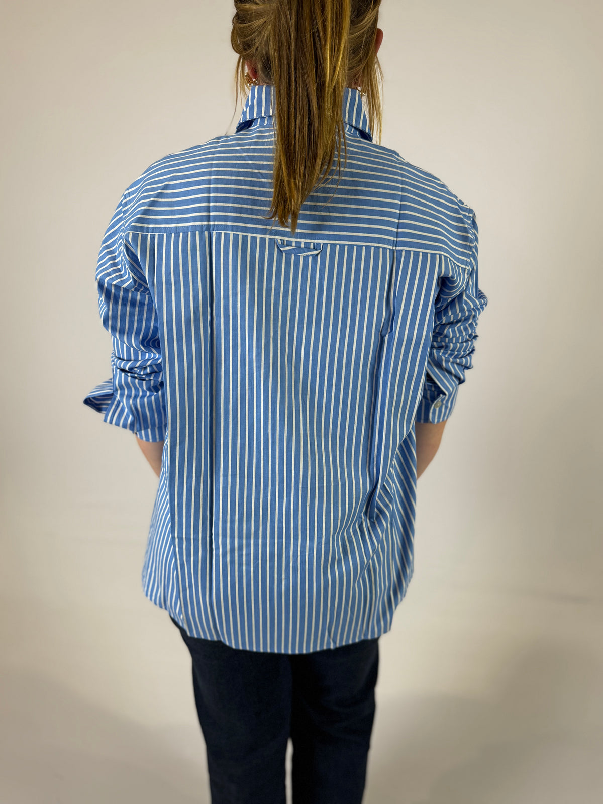 LJC5354 LJC Charlie Linen Shirt - Ocean Stripe