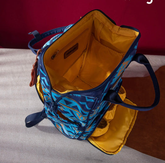 WG2204-9110 Wrangler Aztec Printed Callie Backpack - Navy