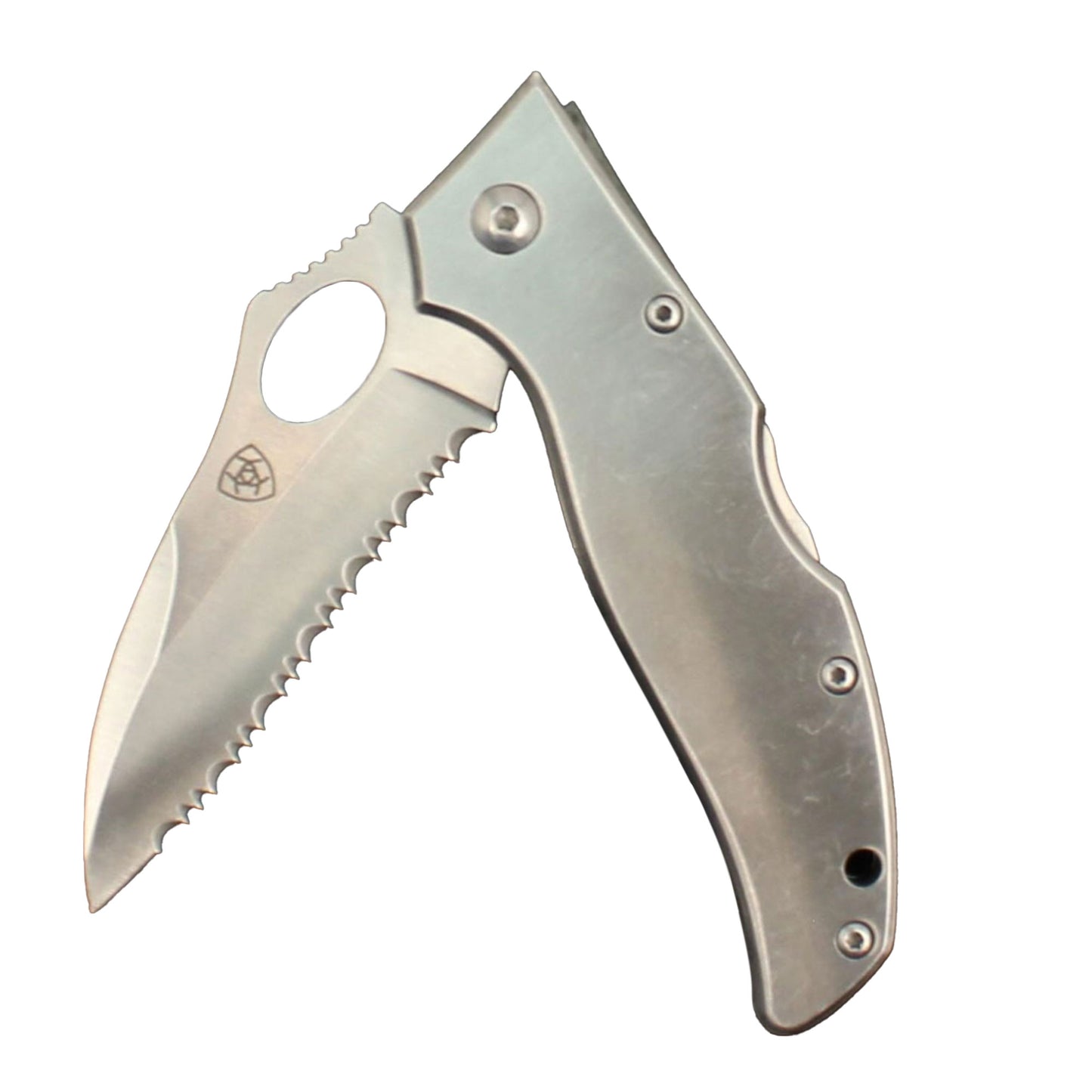 A710010036 Folding Serrated Knife Silver