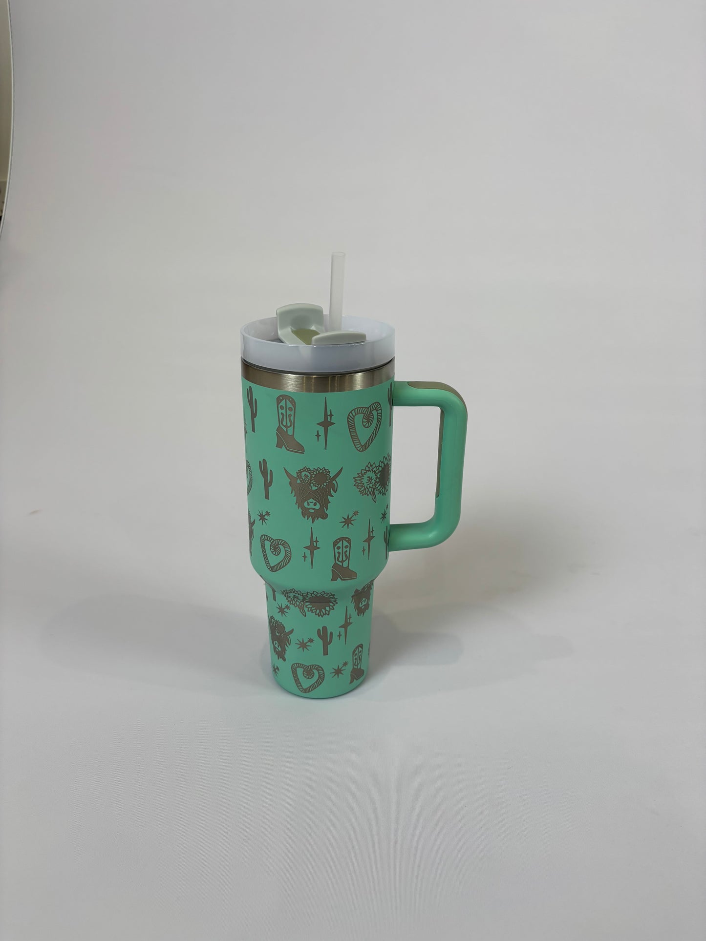30054 Tumbler Hot Double Wall 40oz H2.0 Stainless Steel Cow Head Light Green