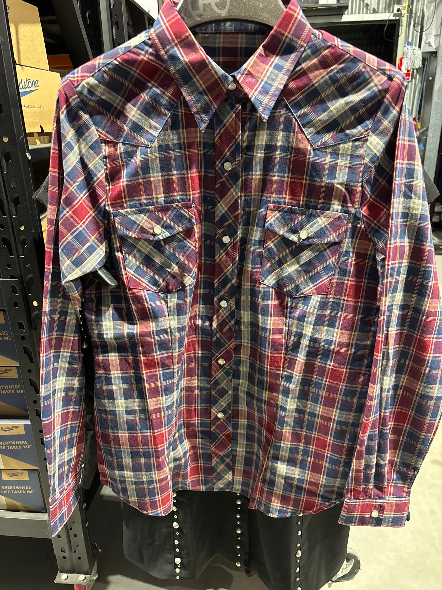 01-050-0101-7001 Roper Women's 55/45 Collection LS Shirt Plaid Blue & Red