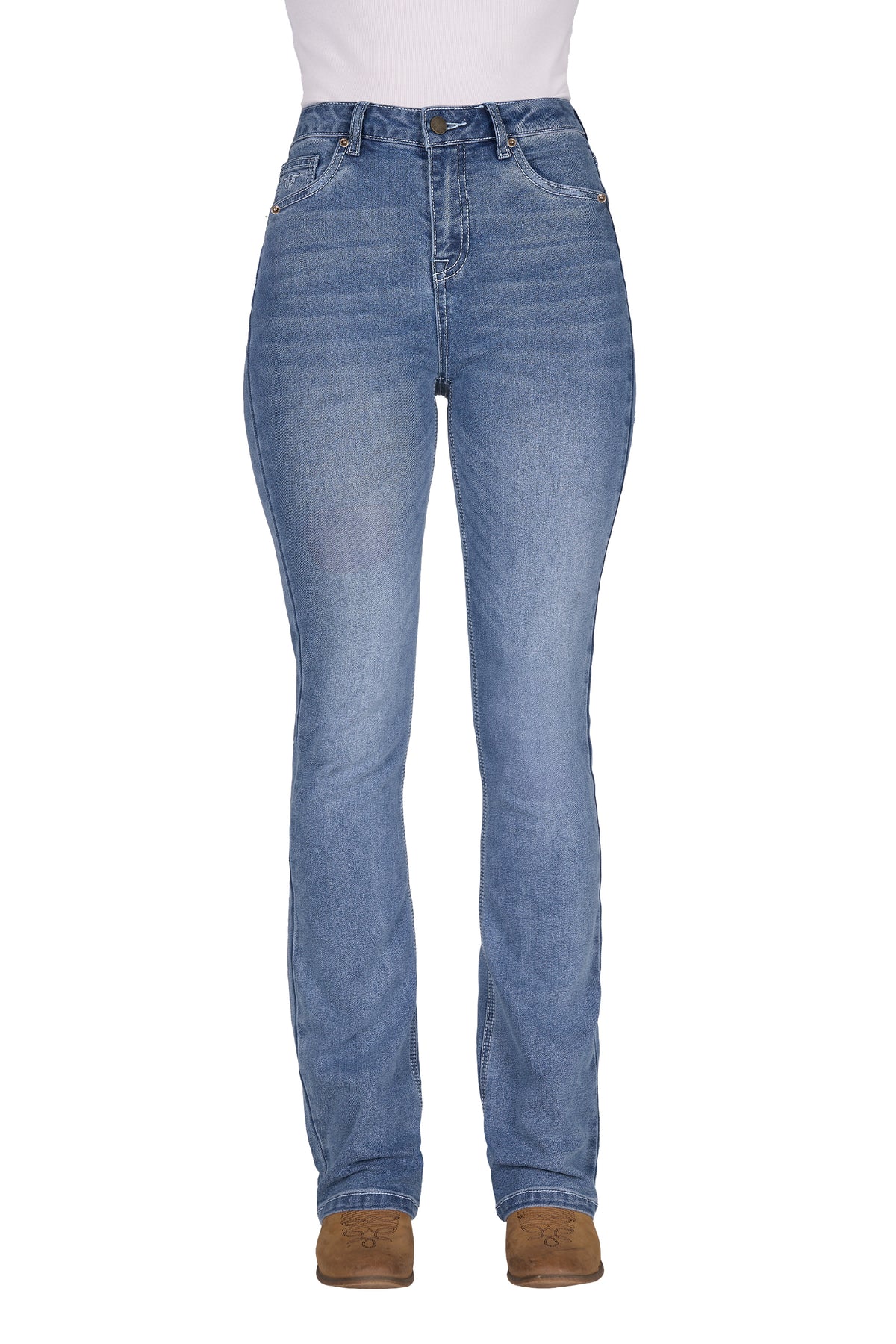 B6S2210686 Bullzye Women’s Beccy High Rise Boot Cut Jean 34 Leg