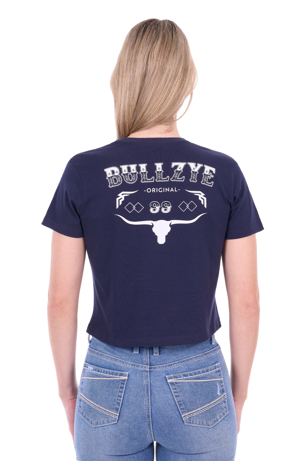 B6S2514567 Bullzye Women’s Bonnie Crop SS Tee Navy