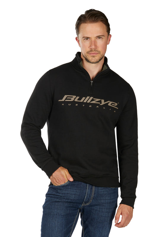 B6W1517504 Bullzye Men's Logo 1/4 Zip Pullover Black