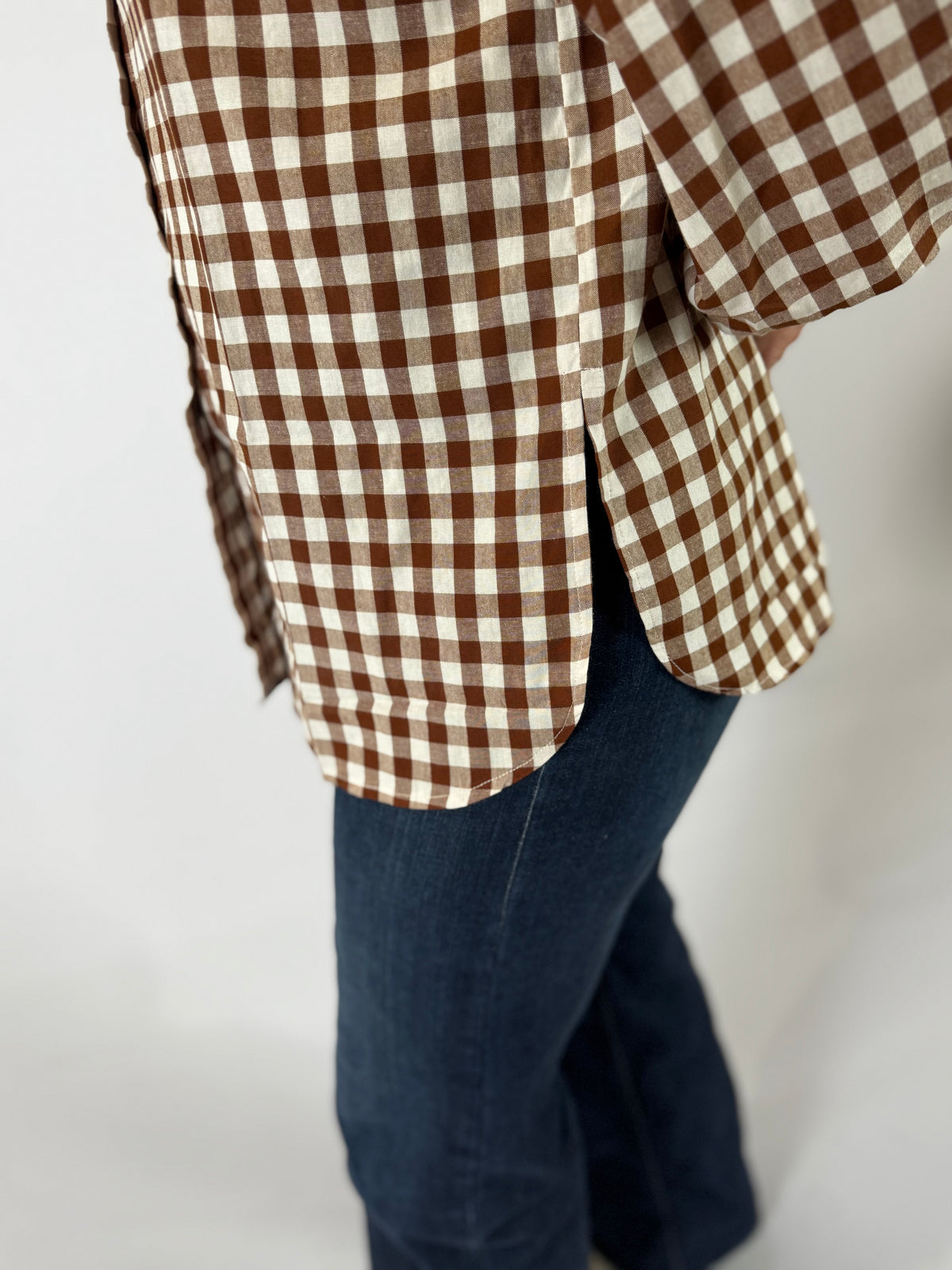 LJC5378 LJC Birdie Cotton Shirt - Chocolate Gingham