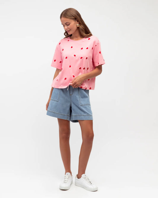 LOL70939 Heart embroidered tee