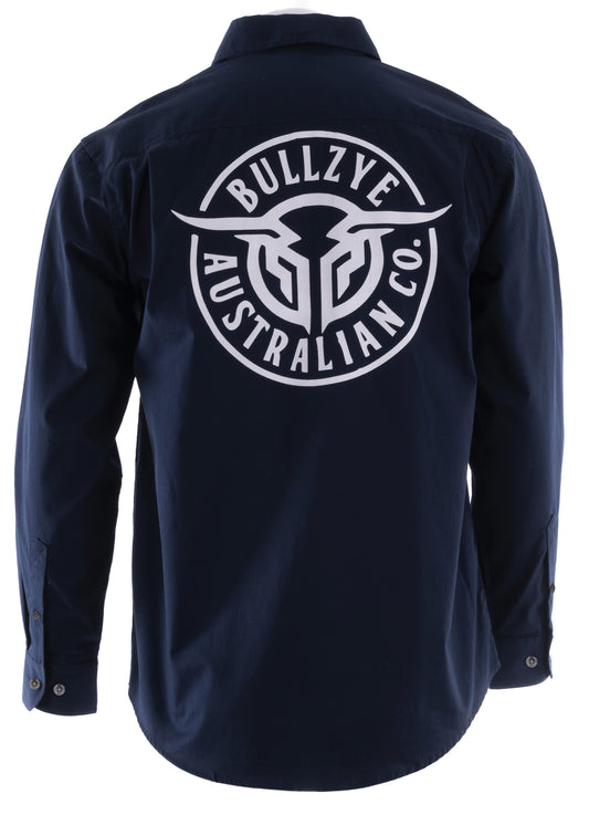 BCP1101120 Bullzye Men's Light 1/2 Button LS Work Shirt Navy
