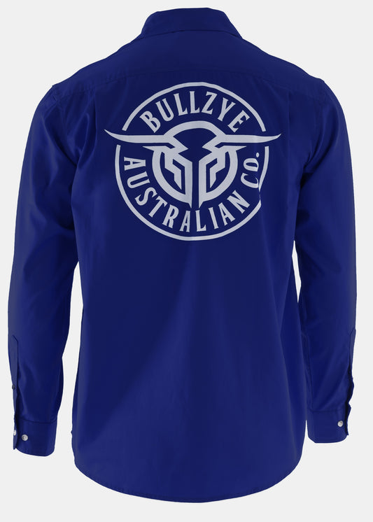 BCP1101120 Bullzye Men's Light 1/2 Button LS Work Shirt Cobalt