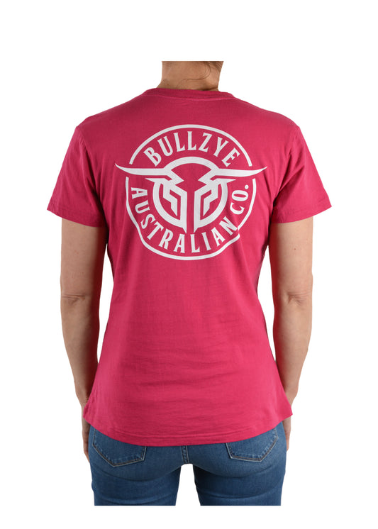 BCP2503002 Bullzye Women's Bullring Tee Berry
