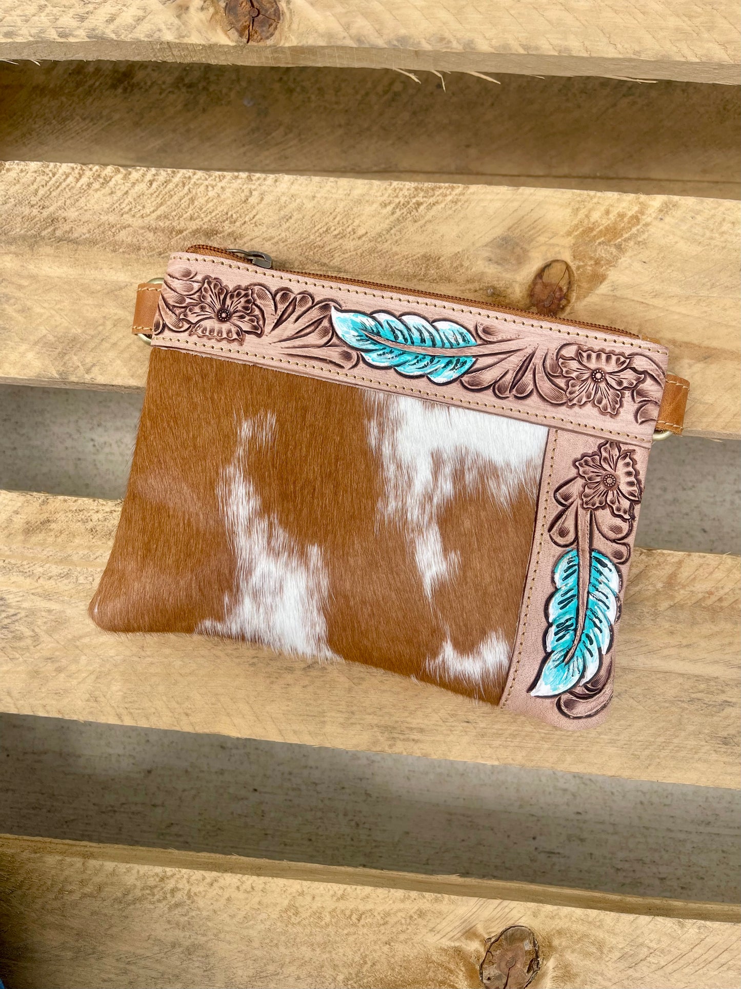 AE16440 Genuine Leather Tooled Parker Crossbody