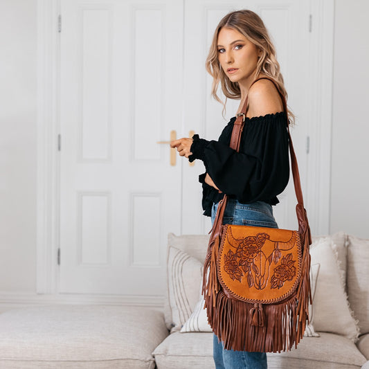 13415 Buffalo Leather Crossbody - Vintage Brown