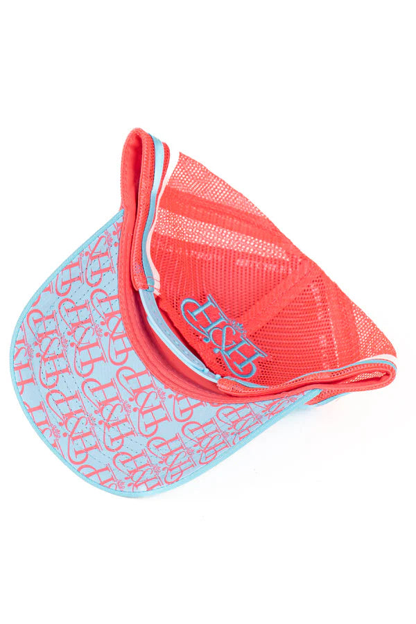 H2232 Hitchley & Harrow Trucker Cap Aqua and Watermelon