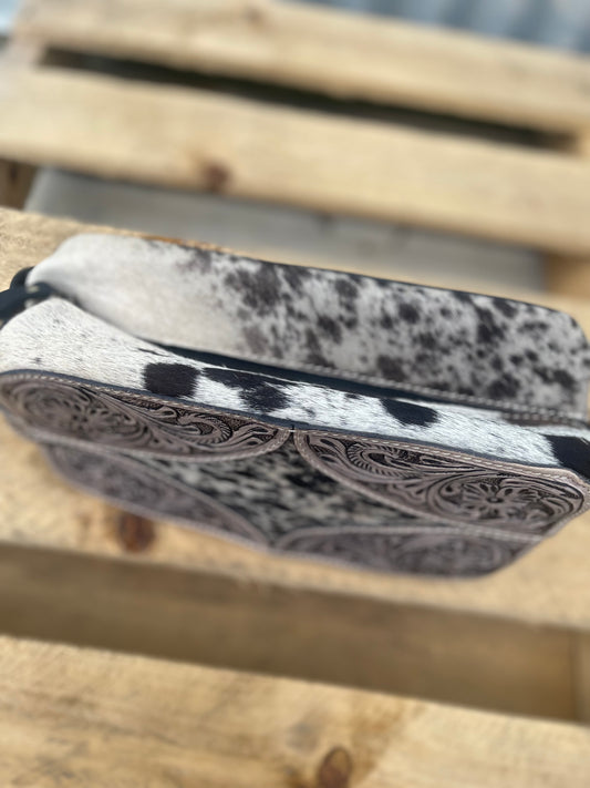 AE9161  Genuine Leather Tooled Shannon Cosmetic Bag