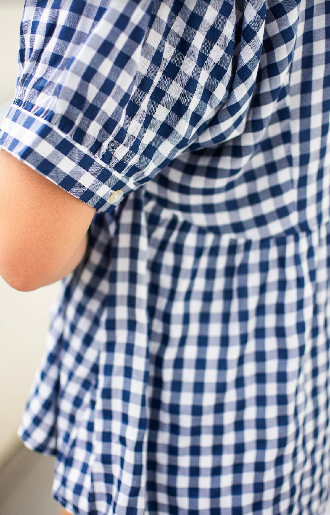 T1683A Women's Navy & White Gingham Top