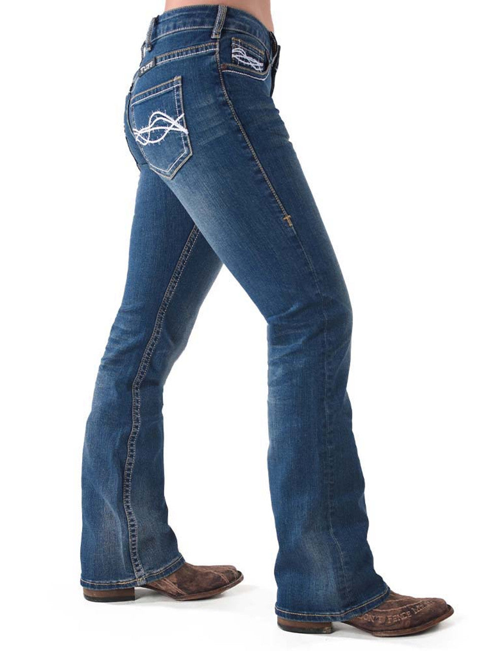 C01-DFMIH0-BLU Cowgirl Tuff Women's "Don't Fence In" Jean's XL Long