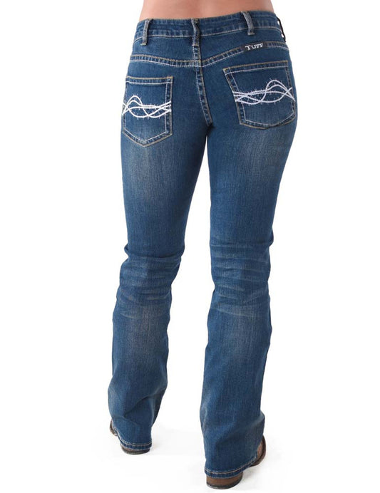 C01-DFMIH0-BLU Cowgirl Tuff Women's "Don't Fence In" Jean's XL Long