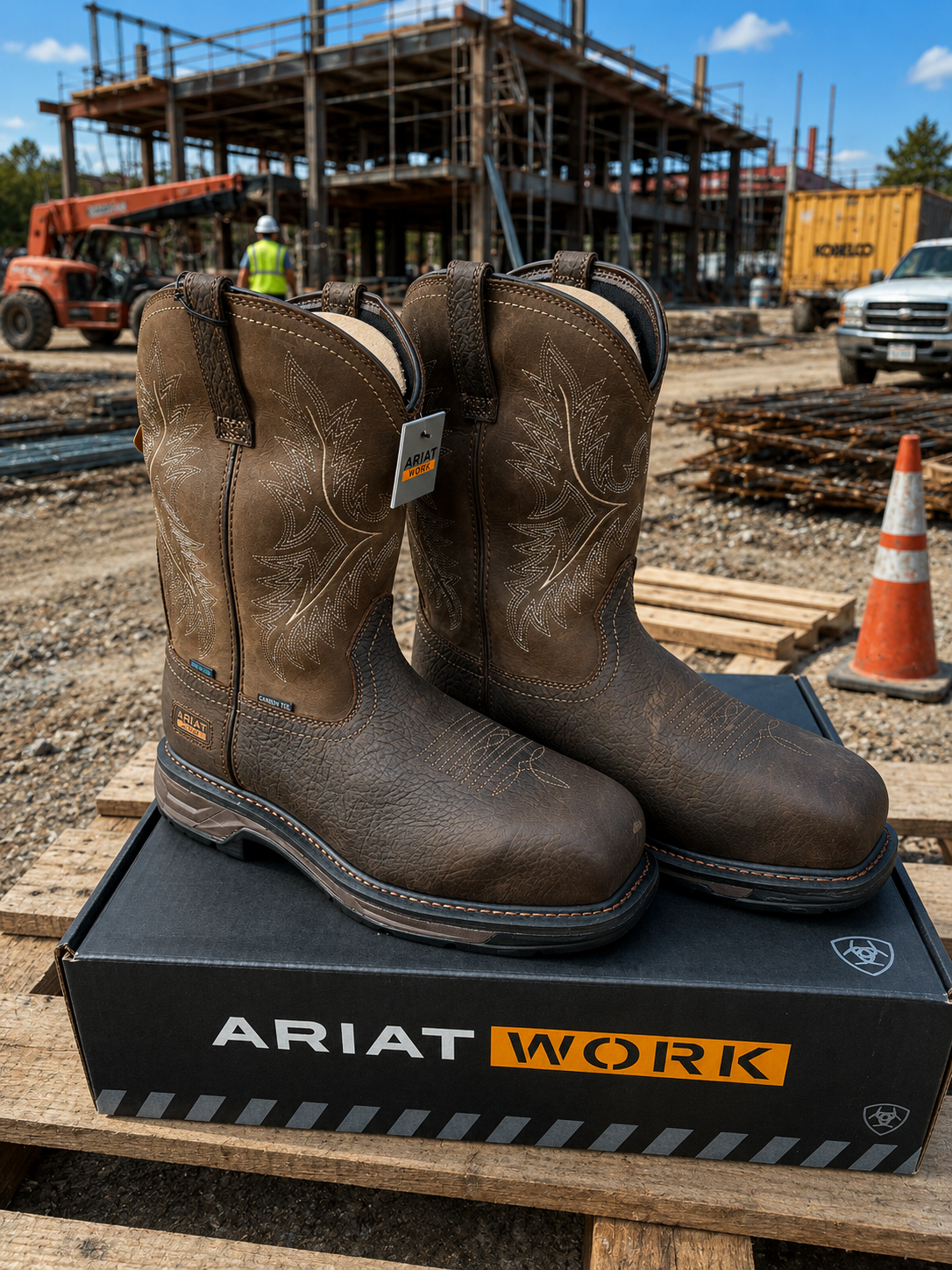 10074289 Ariat Men's Workhog XT H20 West Carbon Toe Bruin Brown/Mocha