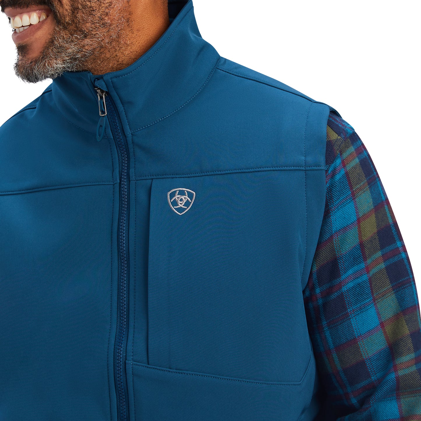 10041622 Ariat Men's Logo 2.0 Softshell Vest-MAJOLICA BLUE