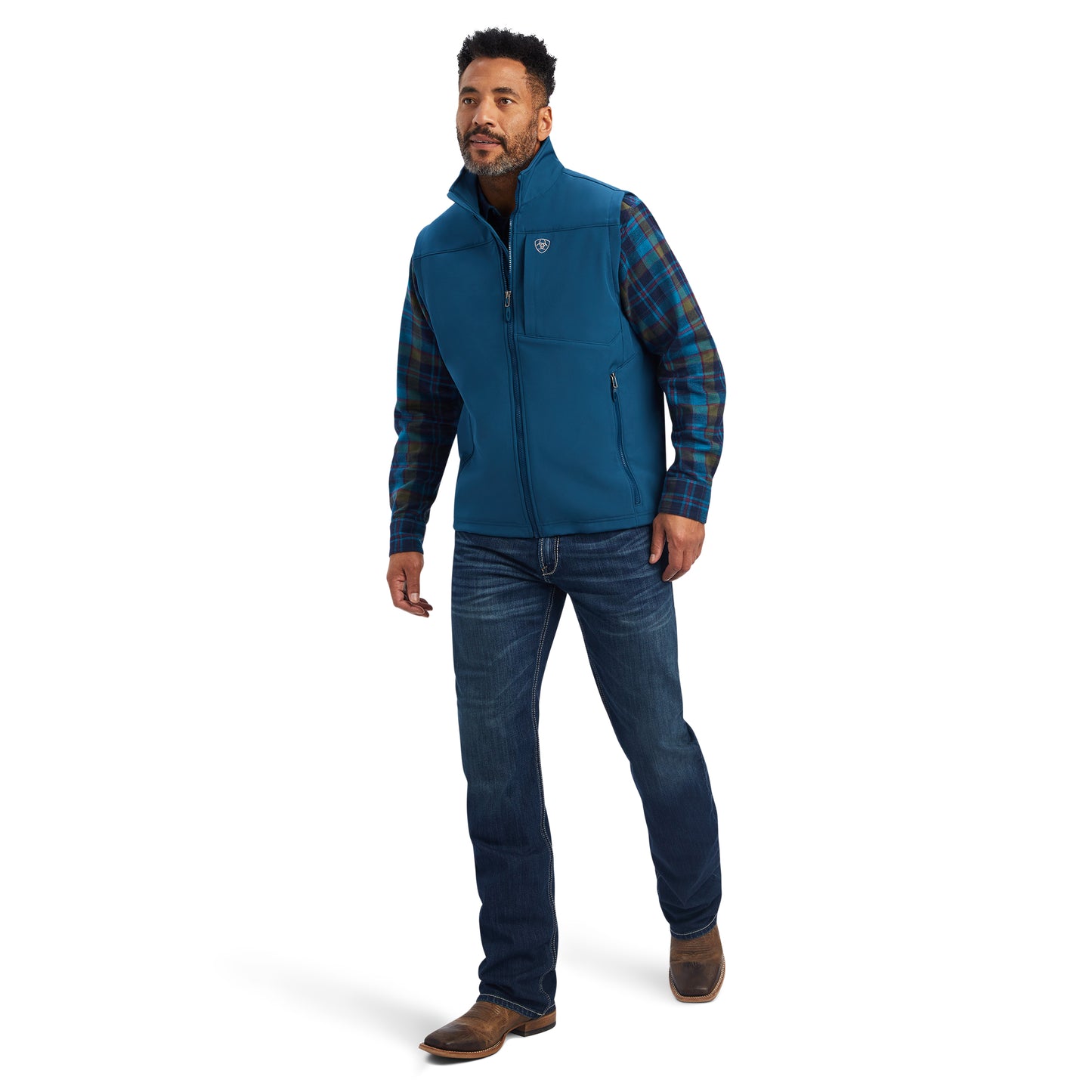 10041622 Ariat Men's Logo 2.0 Softshell Vest-MAJOLICA BLUE