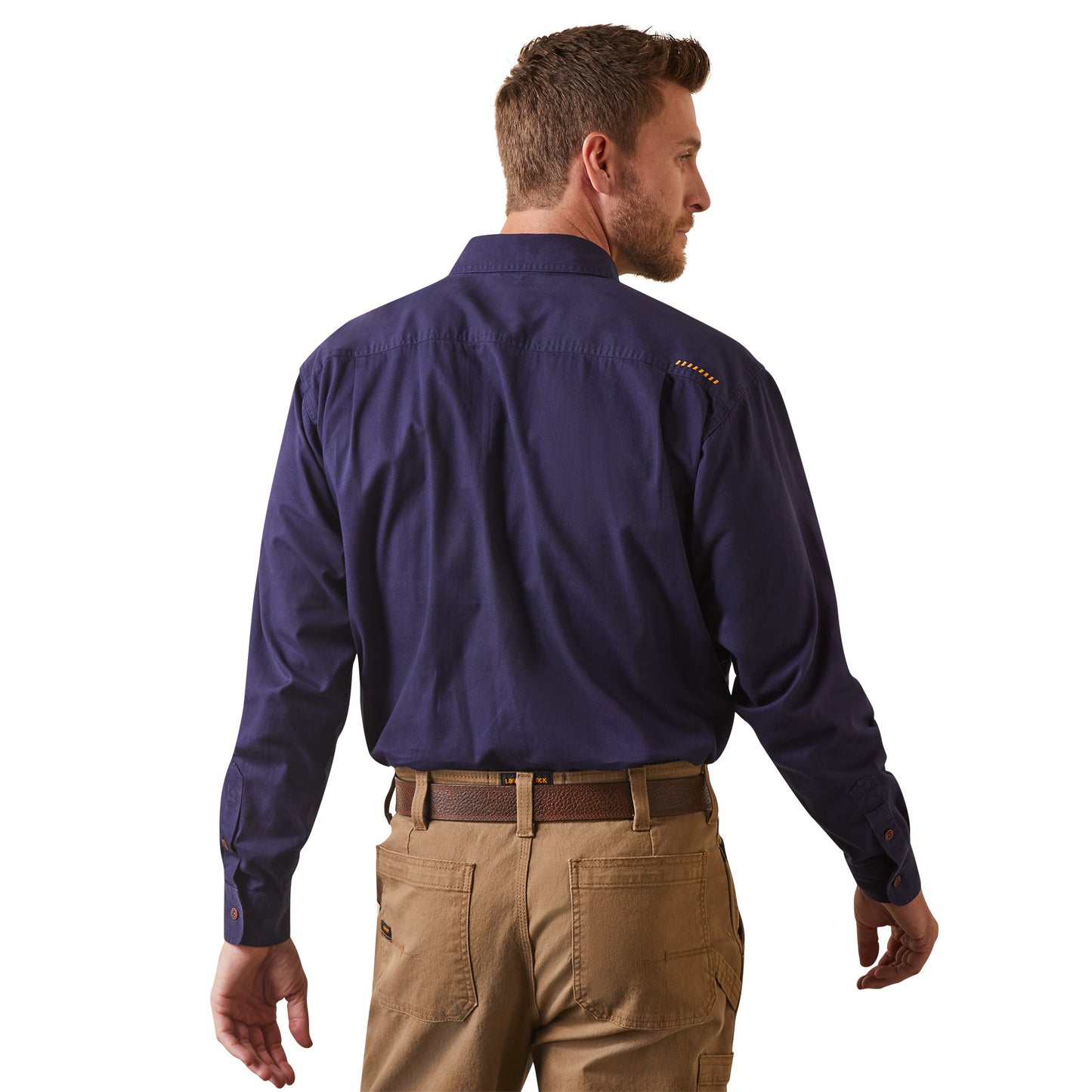 10042860 Ariat Mns Rebar Half Button LS Workshirt Navy