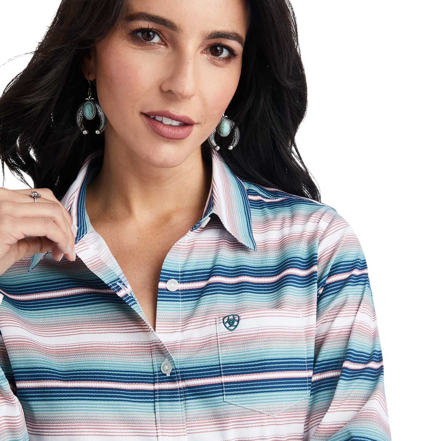 10042176 Ariat Women's REAL Kirby Stretch LS Shirt Downstream