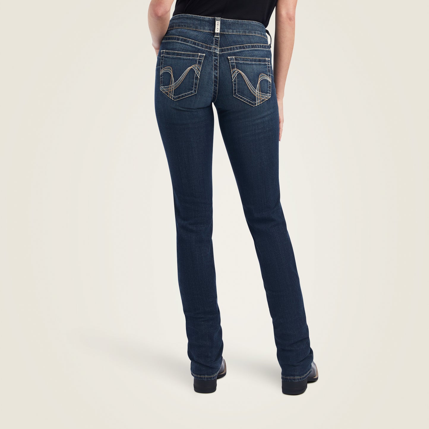 10042182 Ariat Wms Real Mid Rise Straight Leg Freesia Pasadena