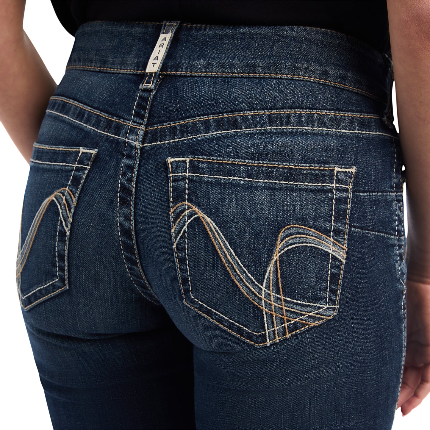 10042182 Ariat Wms Real Mid Rise Straight Leg Freesia Pasadena