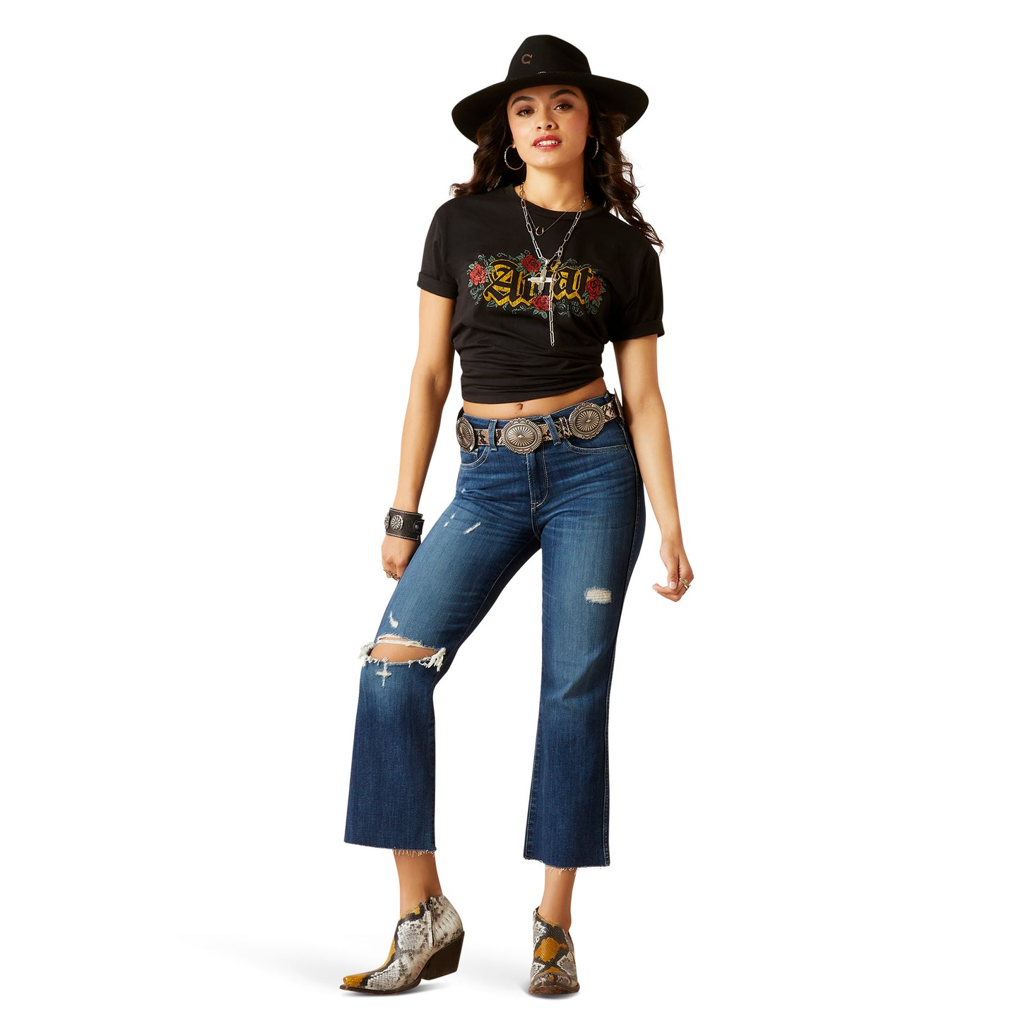 10045400 Ariat Women's High Rise Ankle Kicker Flare Carolyn