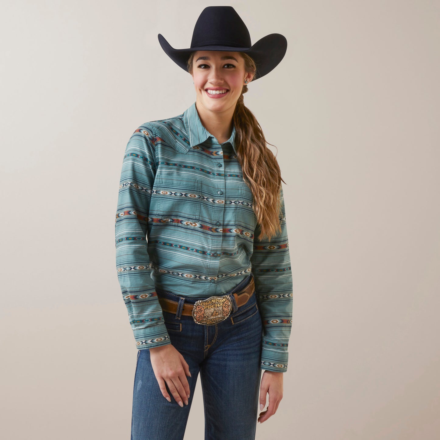 10046043 Ariat Women's REAL Billie Jean Shirt Gemstone Stripe