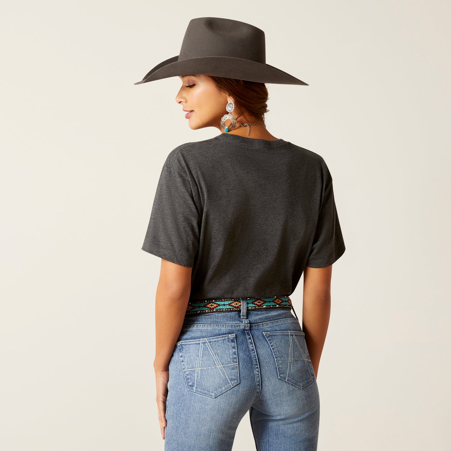 10047639 Ariat Wms Desert Diamond SS Tee Charcoal Heather