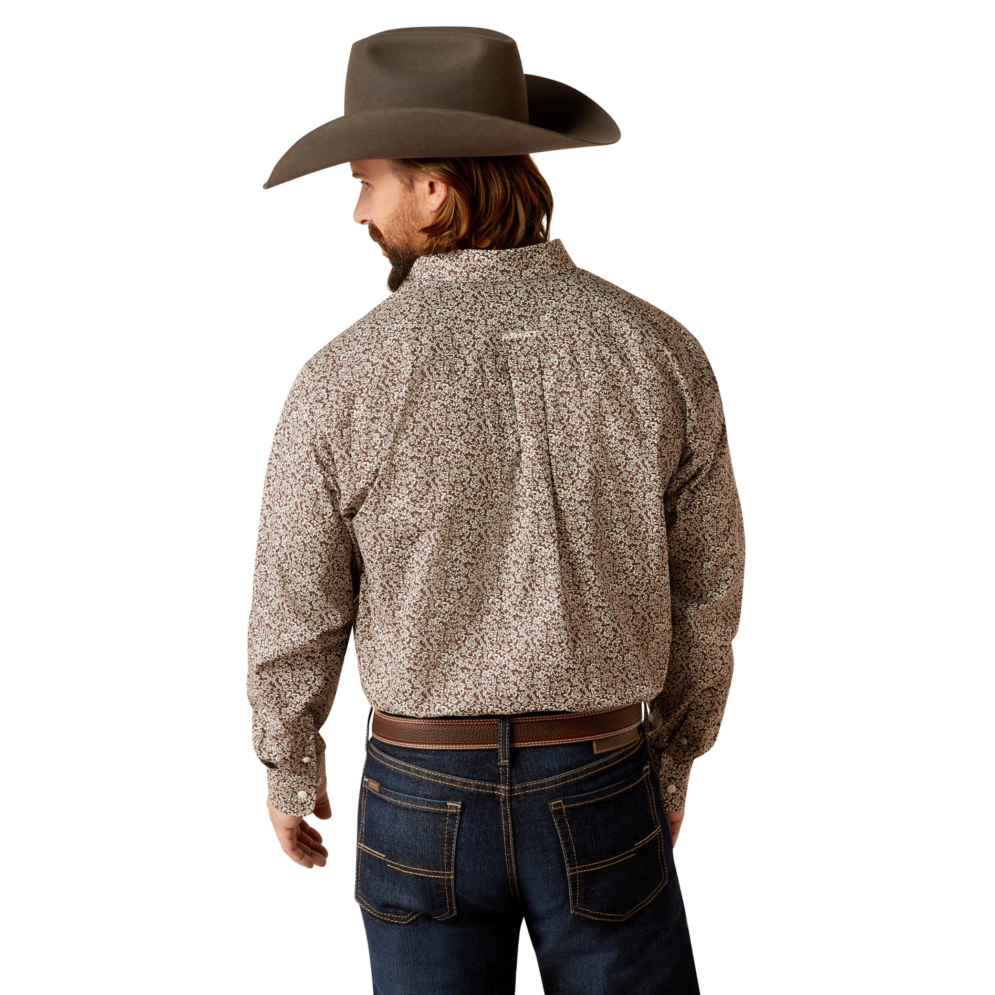 10052376 Ariat Men's Wrinkle Free Graysen LS Shirt Brown