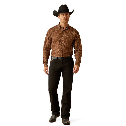 10053905 Ariat Men's Wrinkle Free Farley Fitted Shirt Brown