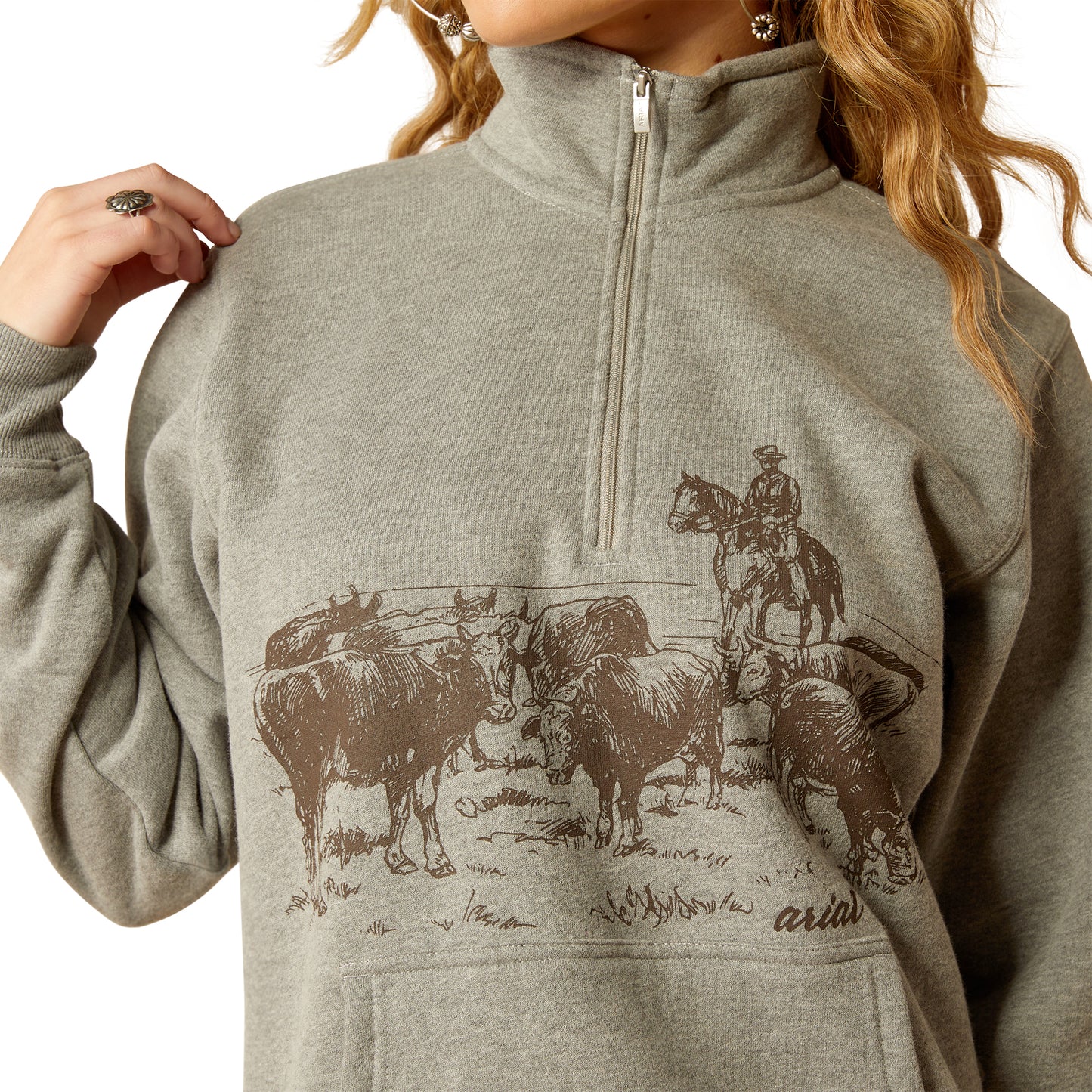 10052000 Ariat Women's 1/2 Zip Sweatshirt Heather Grey