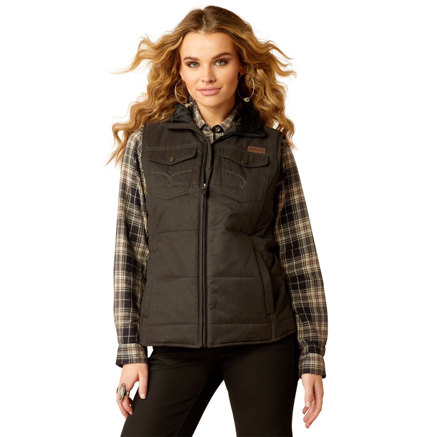 10052044 Ariat Women's Grizzly Quilted Vest Black