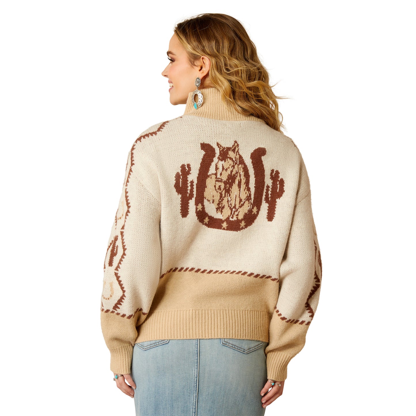 10052607 Ariat Women's Wild West Sweater Summer Sand/Irish Cream