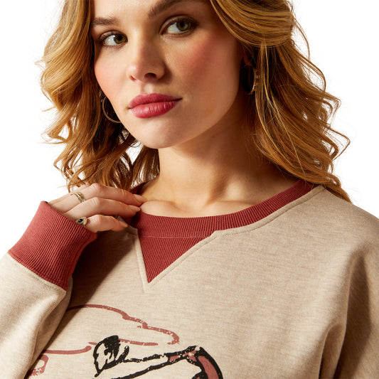 10053885 Ariat Women's Roughstock Oversized Crew Sweatshirt
