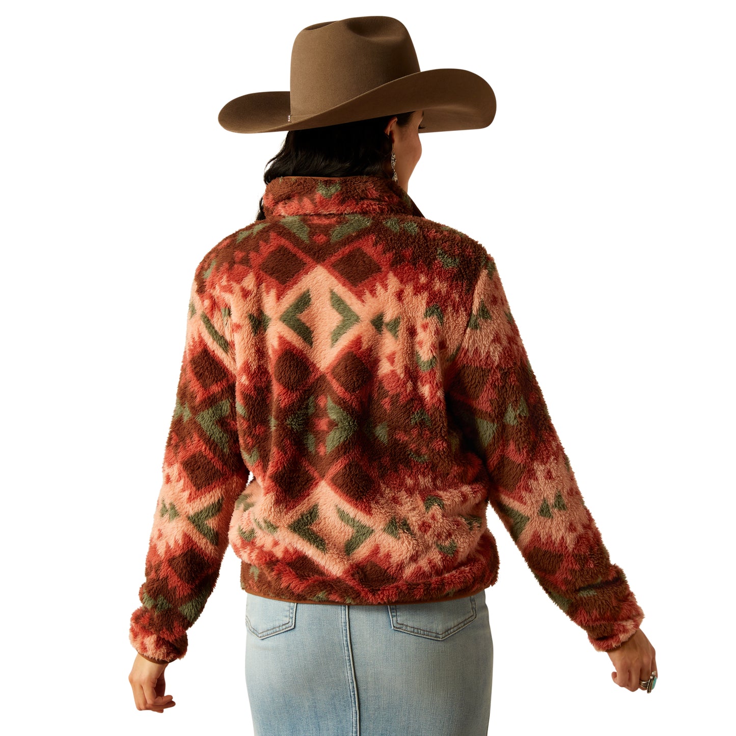 10053942 Ariat Women's Berber Snap Front Sweatshirt Plainview Print