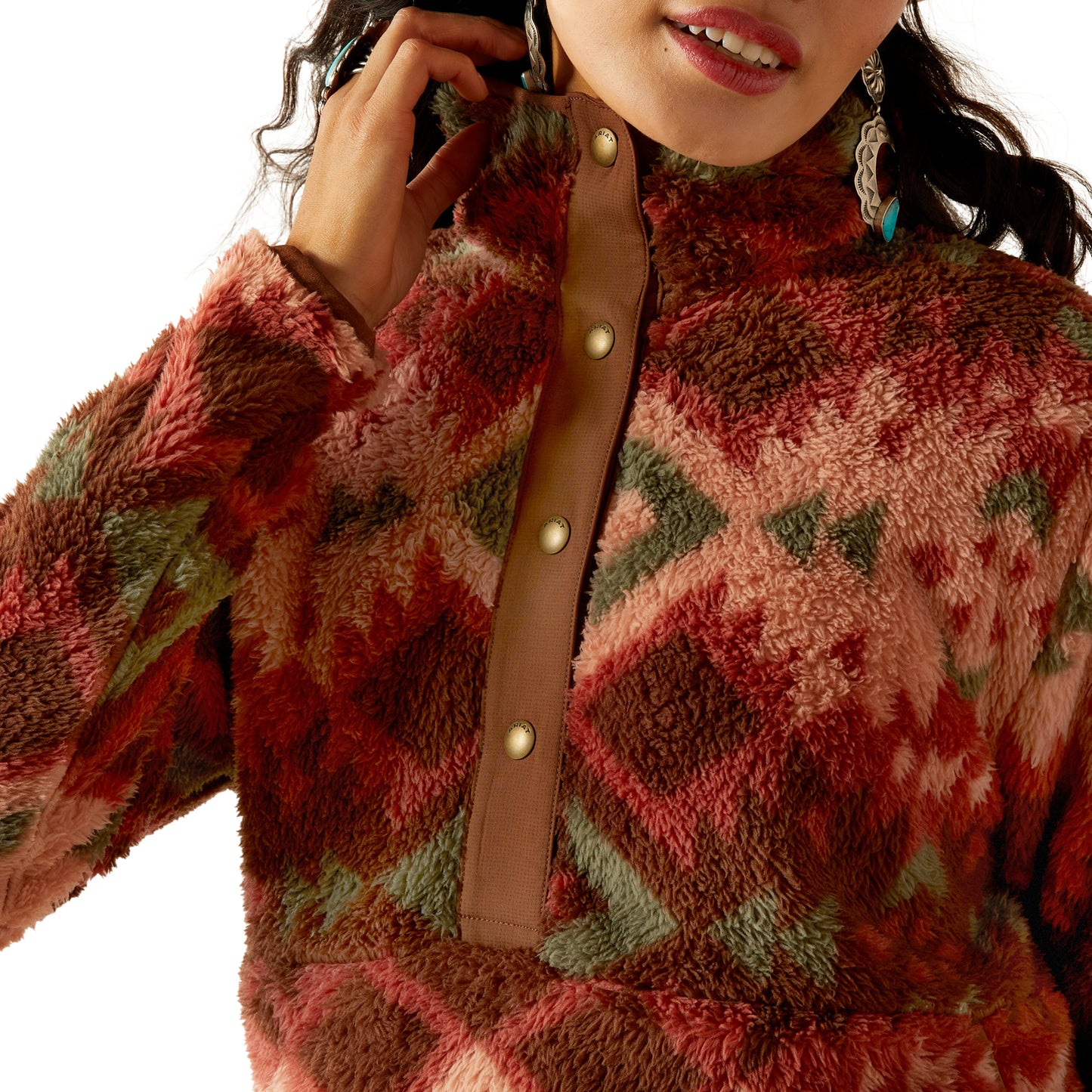 10053942 Ariat Women's Berber Snap Front Sweatshirt Plainview Print
